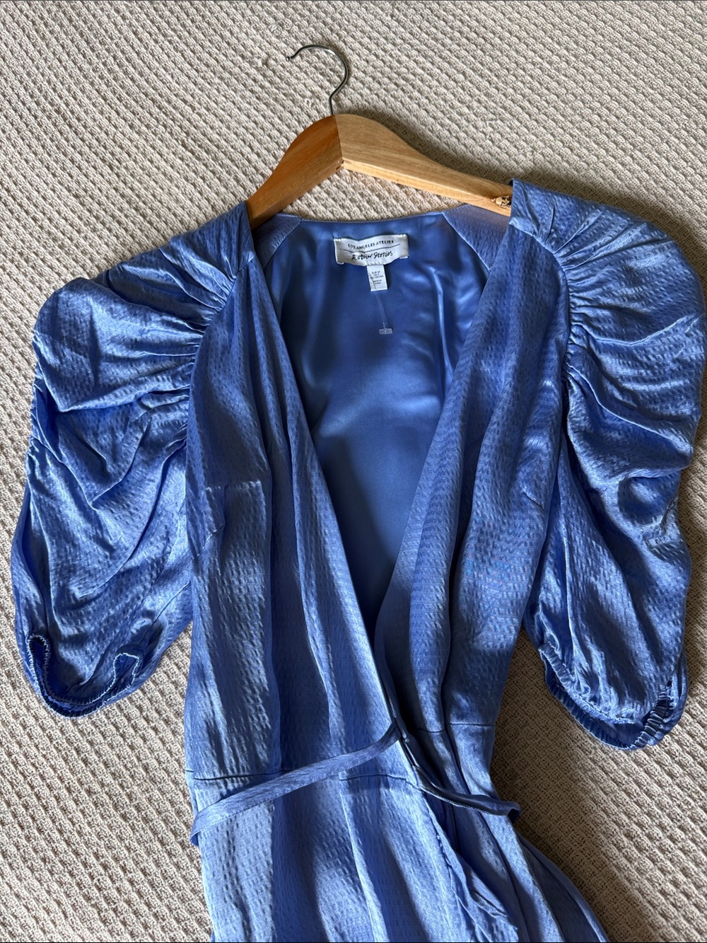 Wilfred Periwinkle Puff Sleeve Wrap Blouse